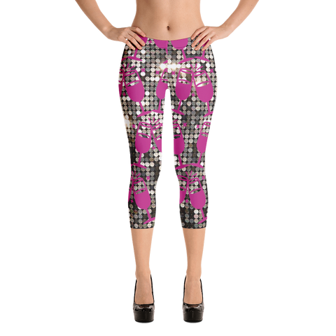 Champagne Glass Capri Leggings