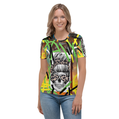 Women's T-shirt Finger Paint Skull