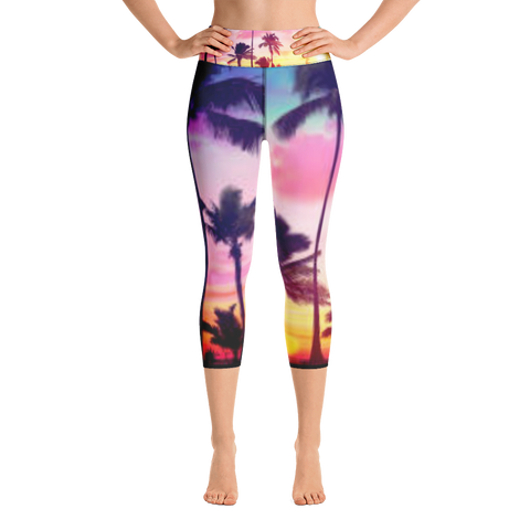 Palm Tree Yoga Capri Leggings