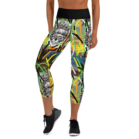 Hand drawn Art Yoga Capri Leggings