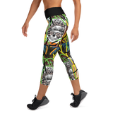 Hand drawn Art Yoga Capri Leggings