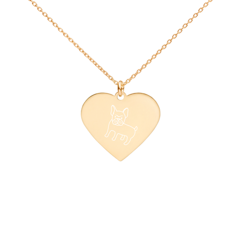 Engraved Dog image /Silver Heart Necklace