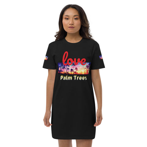 Organic cotton t-shirt dress “Love Palm Trees”
