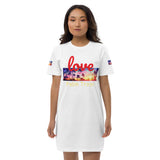 Organic cotton t-shirt dress “Love Palm Trees”