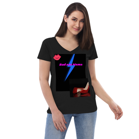 “Bad Ass Mama” Women’s recycled v-neck t-shirt