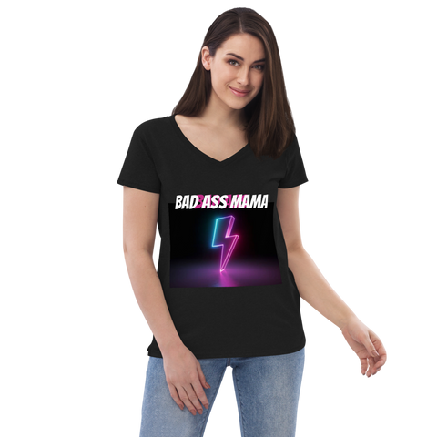 Bad Ass Mama Women’s recycled v-neck t-shirt